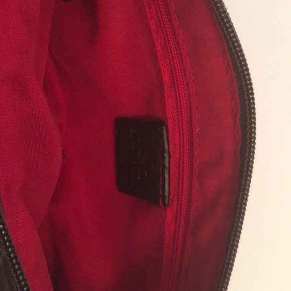 Red Brand Jacquard Logo Sm Kiss lock Wristlet Bag - Picture 5 of 8